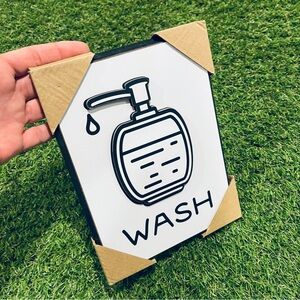 WASH Graphic Black White Wood Wall Art 6x8